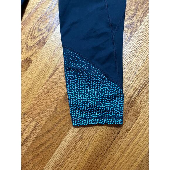 Tangerine charcoal gray teal capri leggings zipper key pocket L Perfect - Picture 2 of 6